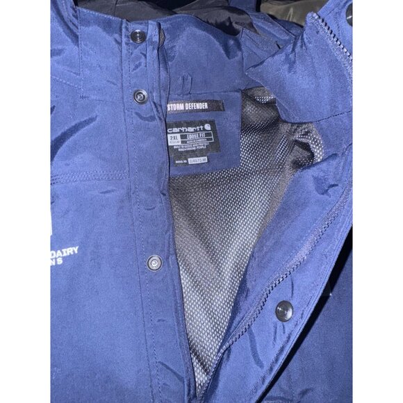 Carhartt Mens Navy Storm Defender Jacket 2XL Loose Fit Waterproof Progressive Da - Picture 4 of 14